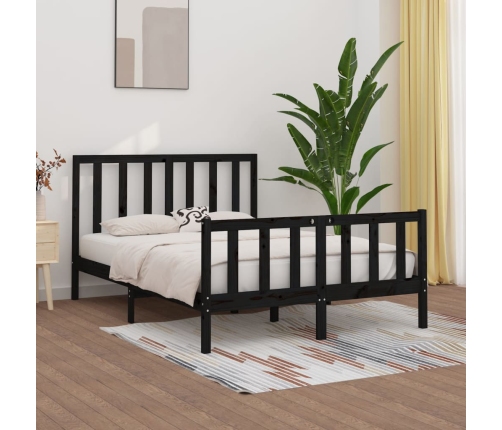 Estructura de cama madera maciza negra King Size 150x200 cm