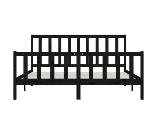 Estructura de cama madera maciza negro Supe King 180x200 cm