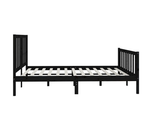 Estructura de cama madera maciza negro Supe King 180x200 cm