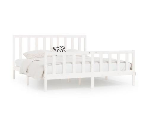 Estructura de cama de madera maciza blanca 200x200 cm