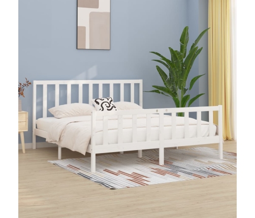 Estructura de cama de madera maciza blanca 200x200 cm