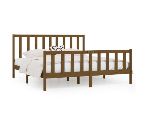 Estructura de cama madera maciza marrón miel 200x200 cm