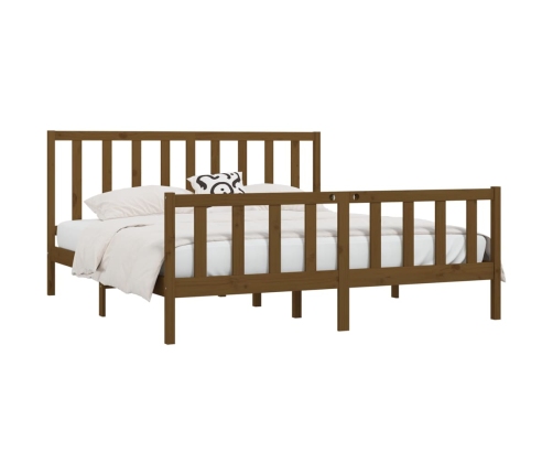 Estructura de cama madera maciza marrón miel 200x200 cm