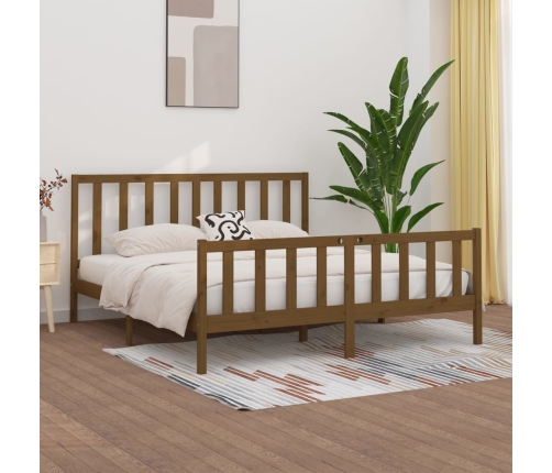 Estructura de cama madera maciza marrón miel 200x200 cm