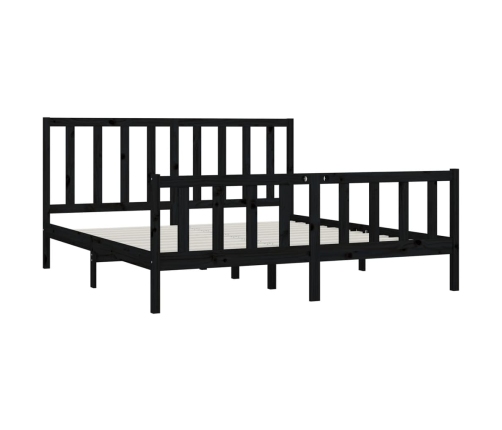 Estructura de cama de madera maciza negra 200x200 cm