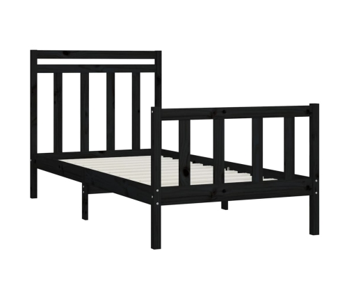 Estructura de cama sin colchón madera de pino negro 90x200 cm