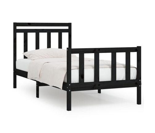 Estructura de cama sin colchón madera de pino negro 100x200 cm
