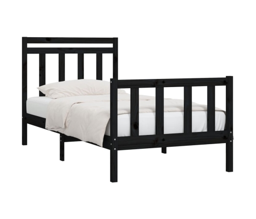Estructura de cama sin colchón madera de pino negro 100x200 cm