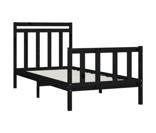 Estructura de cama sin colchón madera de pino negro 100x200 cm