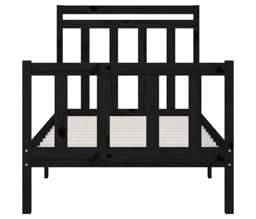Estructura de cama sin colchón madera de pino negro 100x200 cm