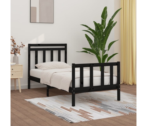 Estructura de cama sin colchón madera de pino negro 100x200 cm