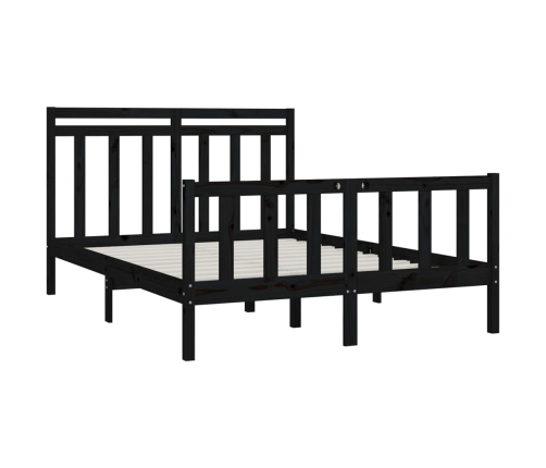 Estructura de cama de madera maciza negra 120x200 cm