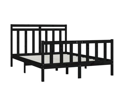 Estructura de cama madera maciza de pino negra 150x200 cm