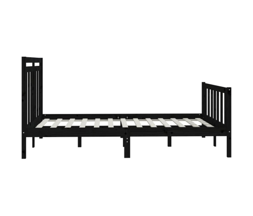 Estructura de cama madera maciza de pino negra 150x200 cm