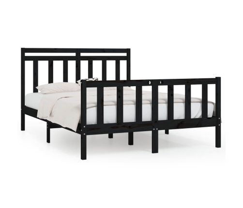 vidaXL Estructura de cama de madera maciza de pino negro 160x200 cm