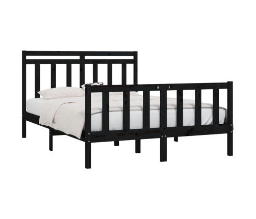 vidaXL Estructura de cama de madera maciza de pino negro 160x200 cm