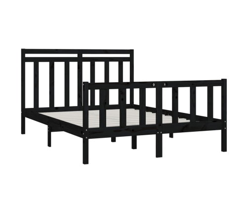 vidaXL Estructura de cama de madera maciza de pino negro 160x200 cm