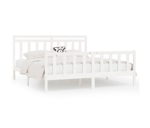 Estructura de cama madera maciza blanco Super King 180x200 cm