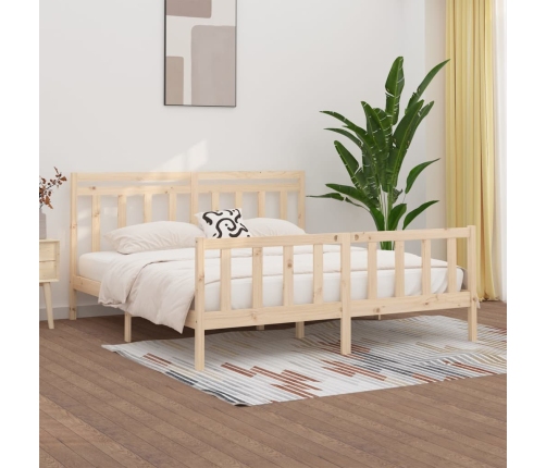 Estructura de cama sin colchón madera maciza de pino 200x200 cm