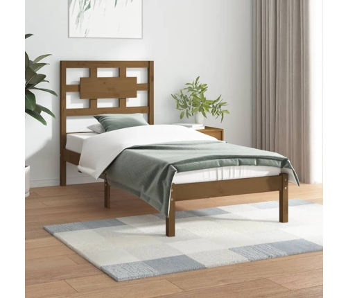 vidaXL Estructura de cama madera maciza de pino marrón miel 100x200 cm