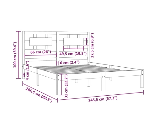 Estructura de cama sin colchón madera de pino blanca 140x200 cm