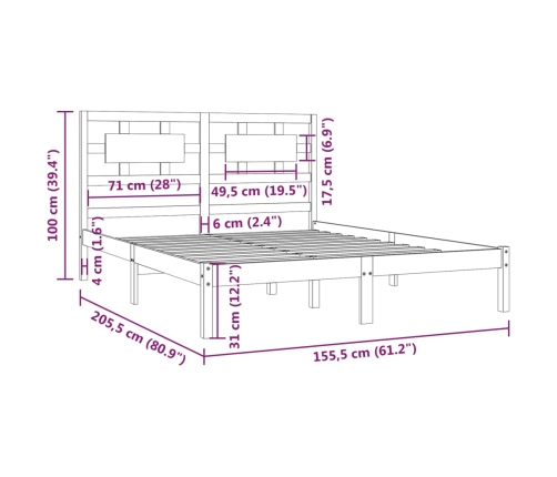 Estructura de cama sin colchón madera de pino blanco 150x200 cm