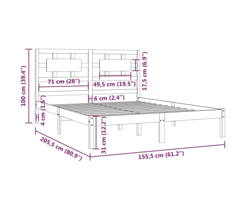 Estructura de cama sin colchón madera de pino blanca 150x200 cm