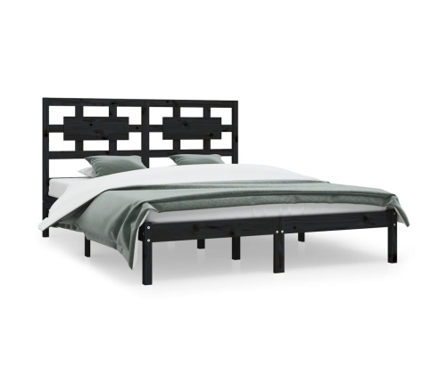 vidaXL Estructura de cama de madera maciza de pino negra 160x200 cm