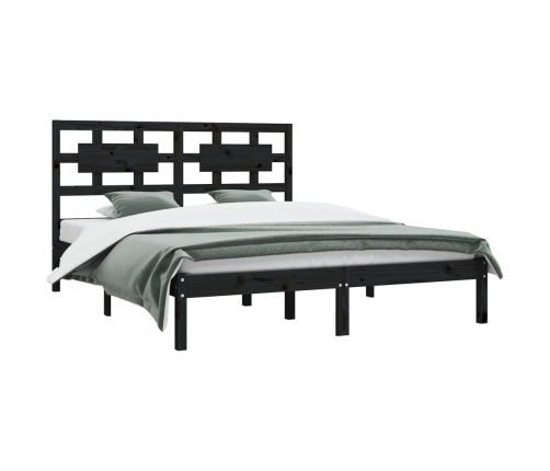 vidaXL Estructura de cama de madera maciza de pino negra 160x200 cm