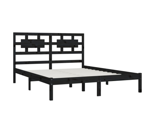 vidaXL Estructura de cama de madera maciza de pino negra 160x200 cm