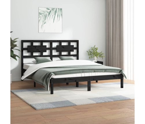 vidaXL Estructura de cama de madera maciza de pino negra 160x200 cm