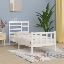 Estructura de cama sin colchón madera de pino blanca 90x200 cm