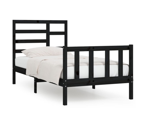 Estructura de cama madera maciza de pino negro 100x200 cm