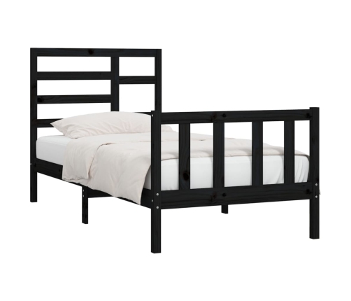 Estructura de cama madera maciza de pino negro 100x200 cm