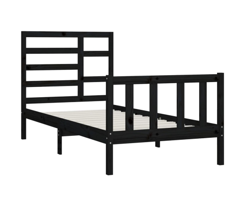 Estructura de cama madera maciza de pino negro 100x200 cm