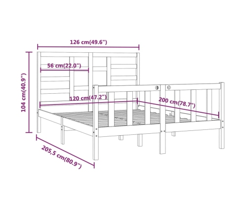 Estructura de cama sin colchón madera de pino blanca 120x200 cm