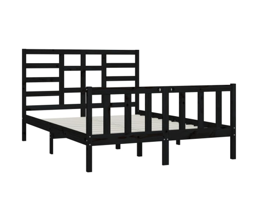 Estructura de cama de madera maciza negra 120x200 cm