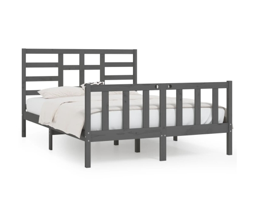 Estructura de cama madera maciza gris King Size 150x200 cm