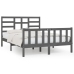 Estructura de cama madera maciza gris King Size 150x200 cm