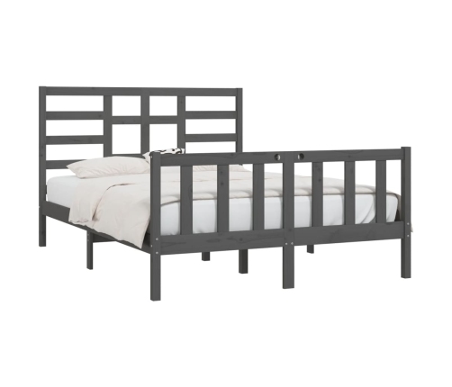 Estructura de cama madera maciza gris King Size 150x200 cm