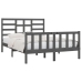 Estructura de cama madera maciza gris King Size 150x200 cm