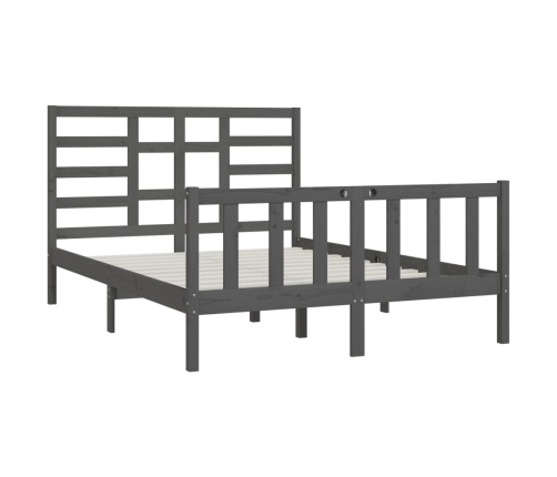 Estructura de cama madera maciza gris King Size 150x200 cm