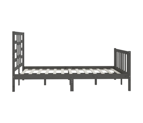 Estructura de cama madera maciza gris King Size 150x200 cm