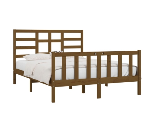 Estructura de cama madera maciza King marrón miel 150x200 cm