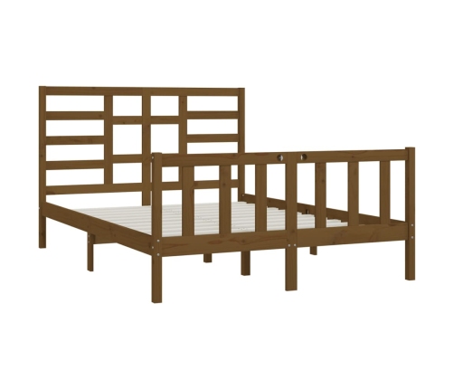 Estructura de cama madera maciza King marrón miel 150x200 cm