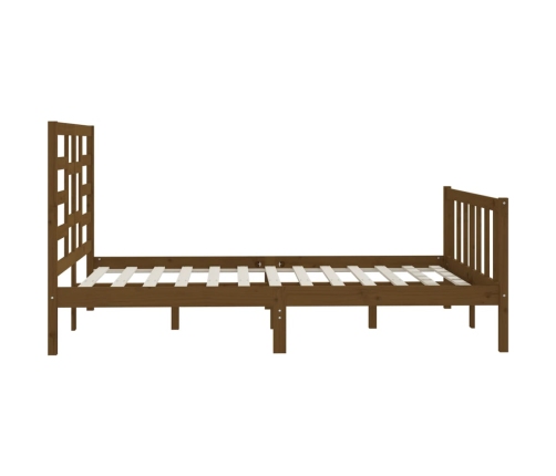 Estructura de cama madera maciza King marrón miel 150x200 cm