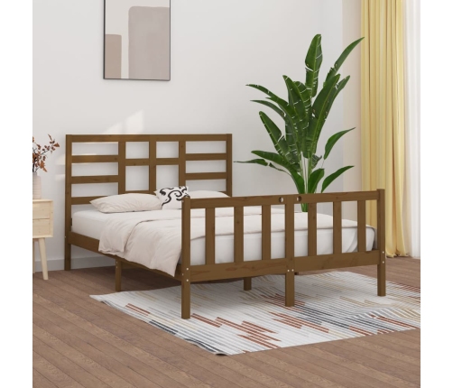 Estructura de cama madera maciza King marrón miel 150x200 cm