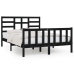 Estructura de cama madera maciza negra King Size 150x200 cm