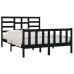 Estructura de cama madera maciza negra King Size 150x200 cm