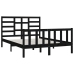 Estructura de cama madera maciza negra King Size 150x200 cm